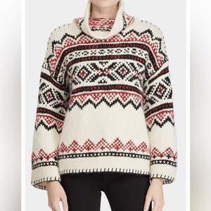 Polo Ralph Lauren Funnel Neck Nordic Sweater  Fair Isle $398 Alpaca Size M